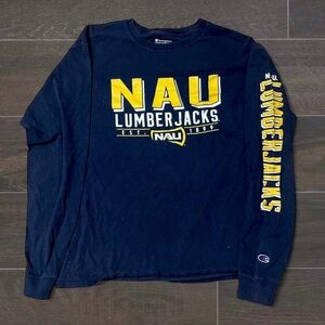 Vintage medium men’s Champion Navy Blue NAU Lumberjacks Longsleeve Shirt